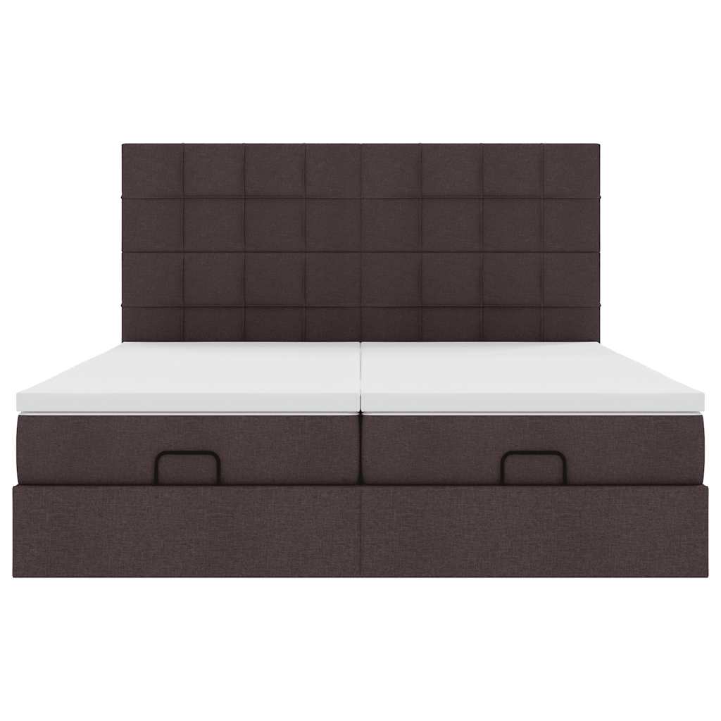 Ottoman bed met matrassen en LED's 180x200cm stof donkerbruin