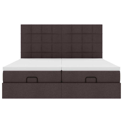 Ottoman bed met matrassen en LED's 180x200cm stof donkerbruin