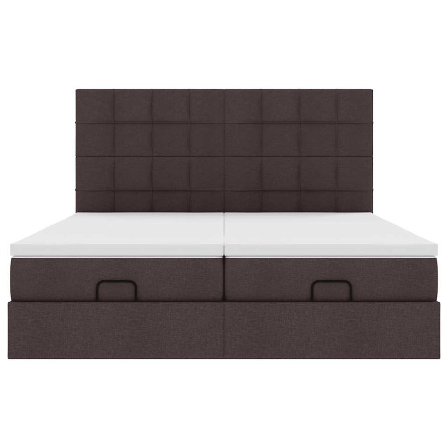Ottoman bed met matrassen en LED's 180x200cm stof donkerbruin