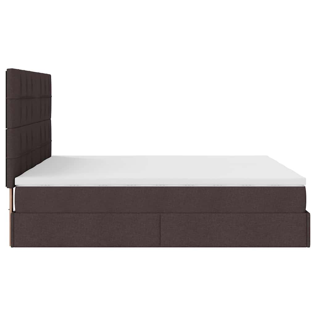 Ottoman bed met matrassen en LED's 180x200cm stof donkerbruin