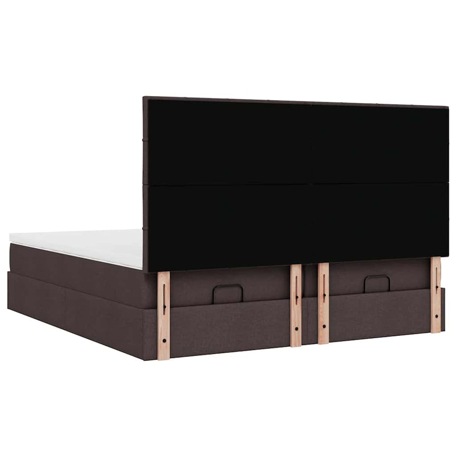 Ottoman bed met matrassen en LED's 180x200cm stof donkerbruin