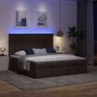 Ottoman bed with mattresses and LEDs 180x200cm fabric dark brown