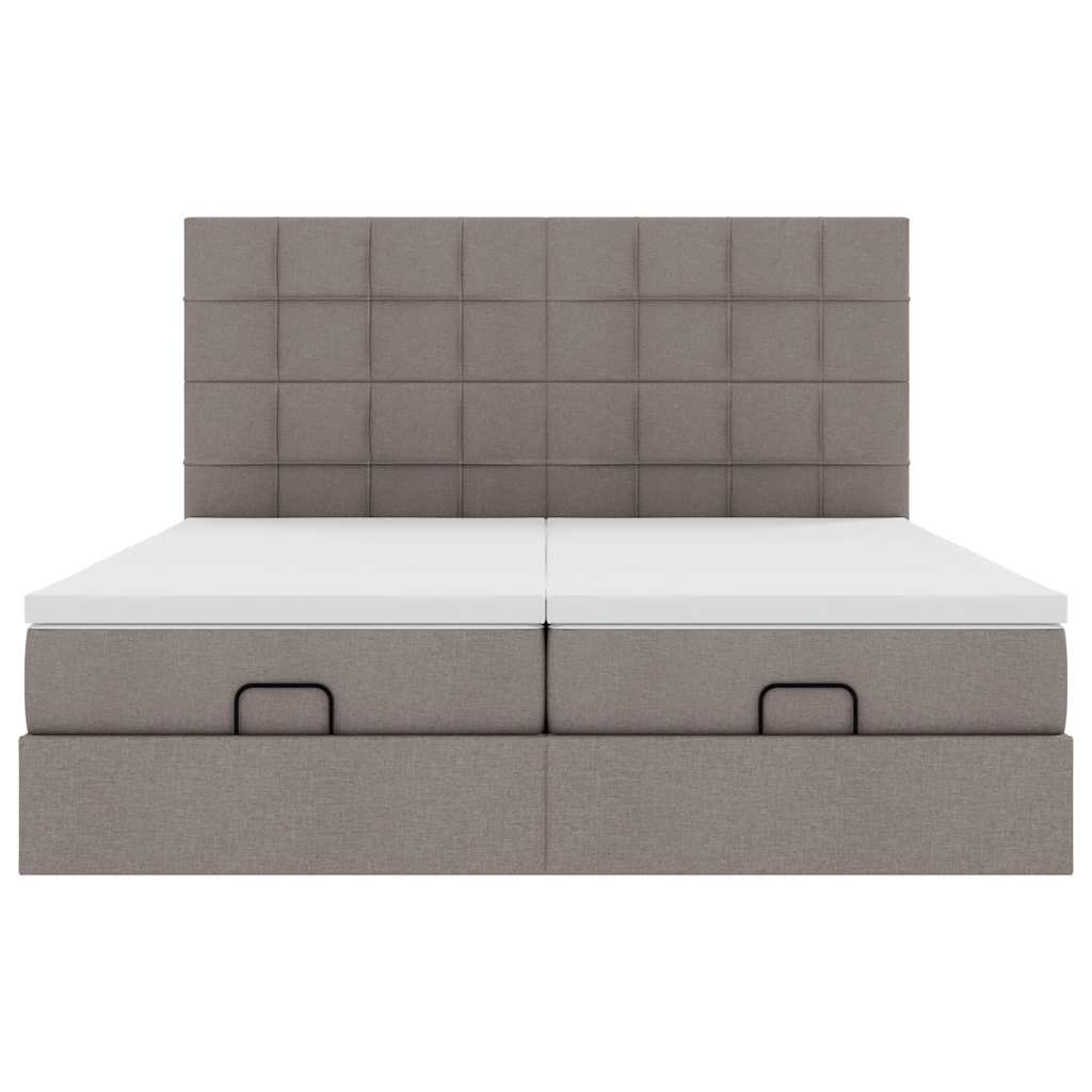 Ottoman bed met matrassen en LED's 180x200cm stof taupe