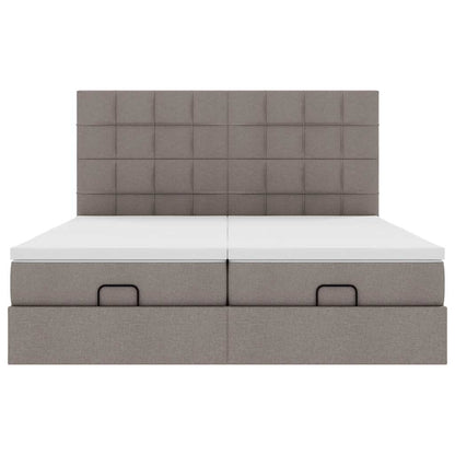 Ottoman bed met matrassen en LED's 180x200cm stof taupe