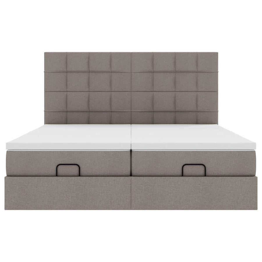 Ottoman bed met matrassen en LED's 180x200cm stof taupe