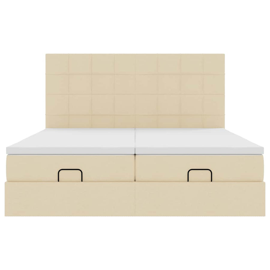 Ottoman bed met matrassen en LED's 180x200cm stof crèmekleurig