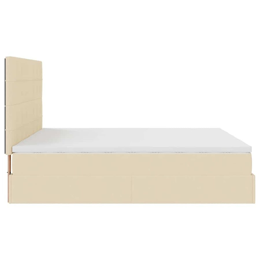 Ottoman bed met matrassen en LED's 180x200cm stof crèmekleurig