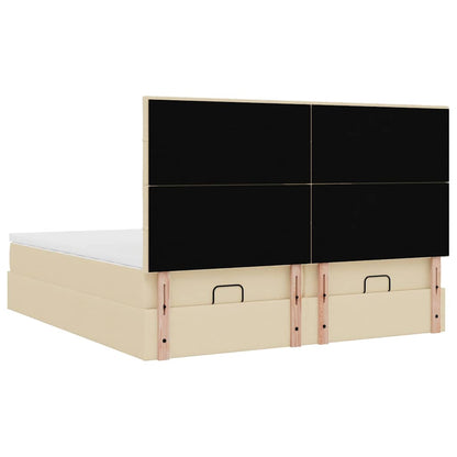 Ottoman bed met matrassen en LED's 180x200cm stof crèmekleurig