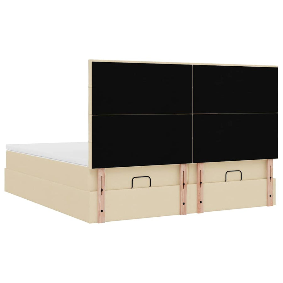 Ottoman bed met matrassen en LED's 180x200cm stof crèmekleurig