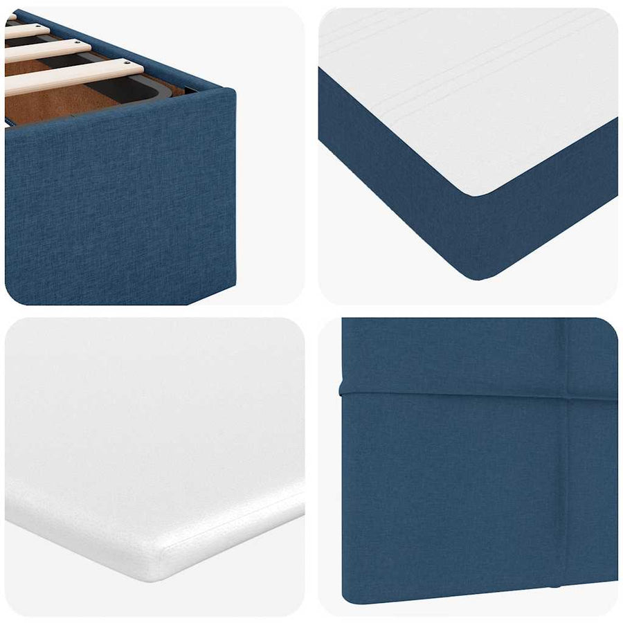 Ottoman bed met matrassen en LED's 180x200cm stof blauw