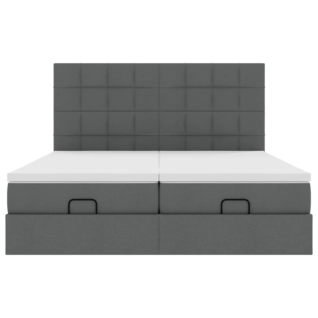 Ottoman bed met matrassen en LED's 200x200cm stof donkergrijs