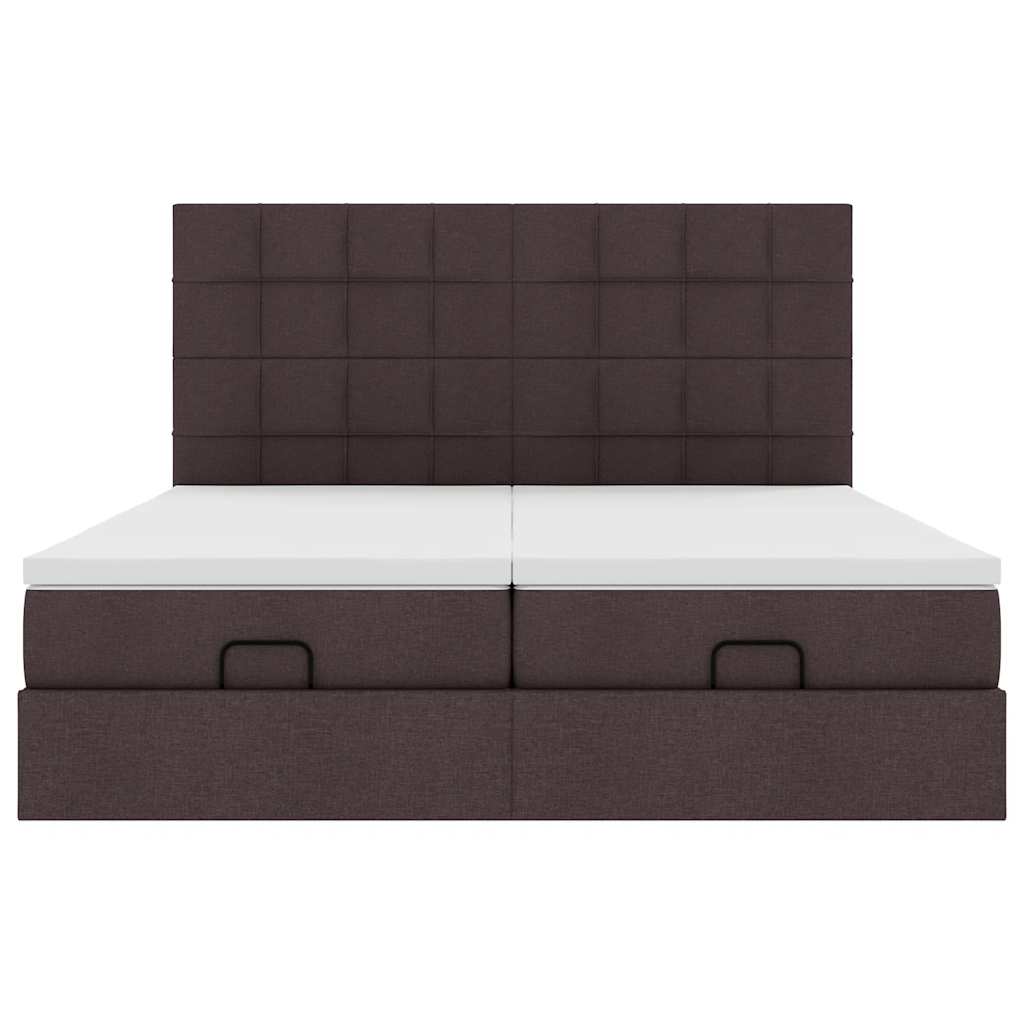Ottoman bed met matrassen en LED's 200x200cm stof donkerbruin