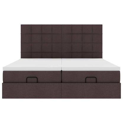 Ottoman bed met matrassen en LED's 200x200cm stof donkerbruin