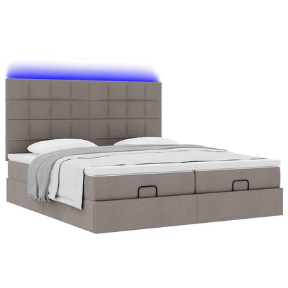 Ottoman bed met matrassen en LED's 200x200cm stof taupe