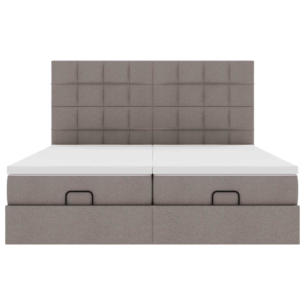 Ottoman bed met matrassen en LED's 200x200cm stof taupe