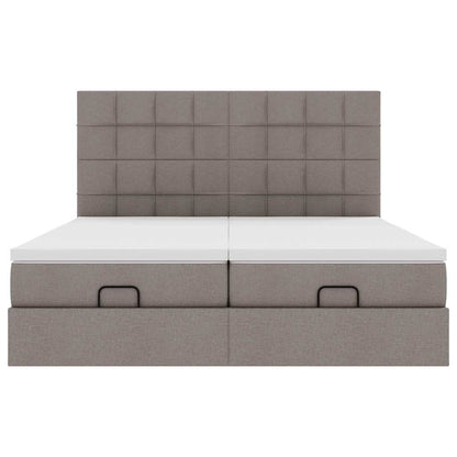 Ottoman bed met matrassen en LED's 200x200cm stof taupe
