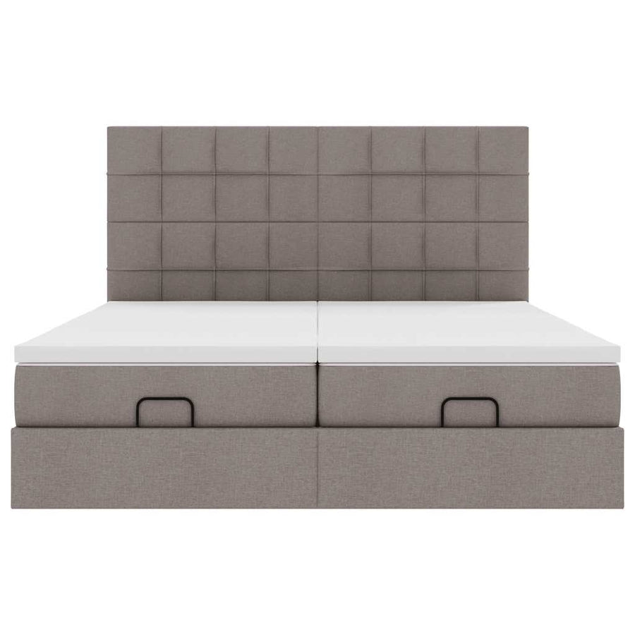 Ottoman bed met matrassen en LED's 200x200cm stof taupe
