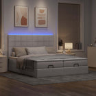 Ottoman bed 200x200 cm stof taupe met matrassen en LED