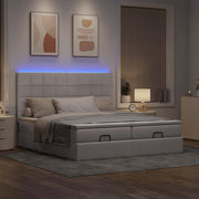 Ottoman bed 200x200 cm stof taupe met matrassen en LED