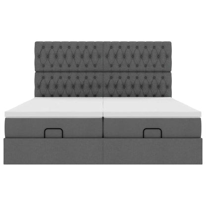 Ottoman bed met matrassen en LED's 160x200cm stof donkergrijs