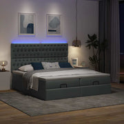 Ottomaans bed 160x200cm donkergrijs met opbergruimte en LED