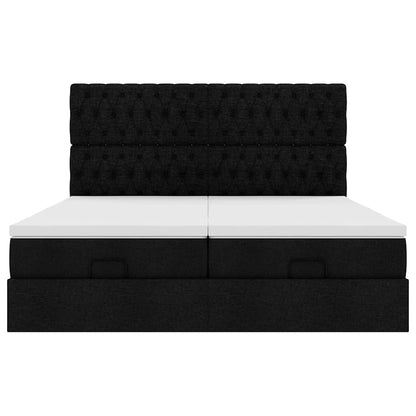 Ottoman bed met matrassen en LED's 160x200cm stof zwart