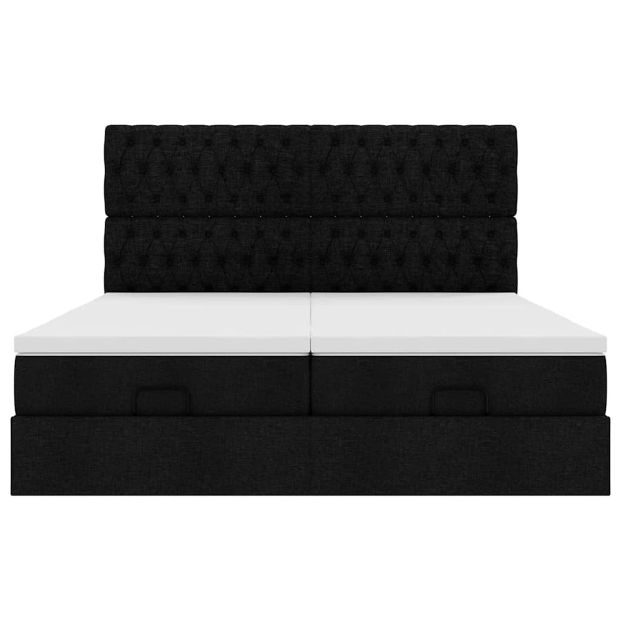 Ottoman bed met matrassen en LED's 160x200cm stof zwart