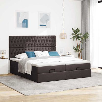 Ottoman bed met matrassen en LED's 160x200cm stof donkerbruin