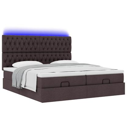 Ottoman bed met matrassen en LED's 160x200cm stof donkerbruin