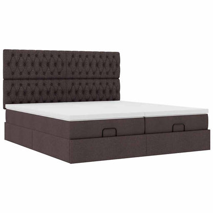 Ottoman bed met matrassen en LED's 160x200cm stof donkerbruin