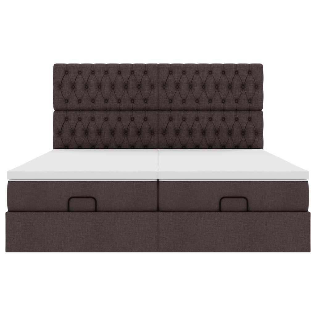 Ottoman bed met matrassen en LED's 160x200cm stof donkerbruin