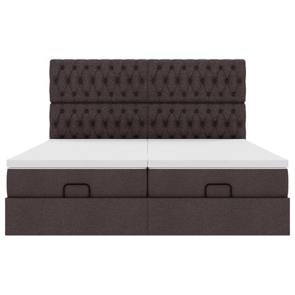 Ottoman bed met matrassen en LED's 160x200cm stof donkerbruin