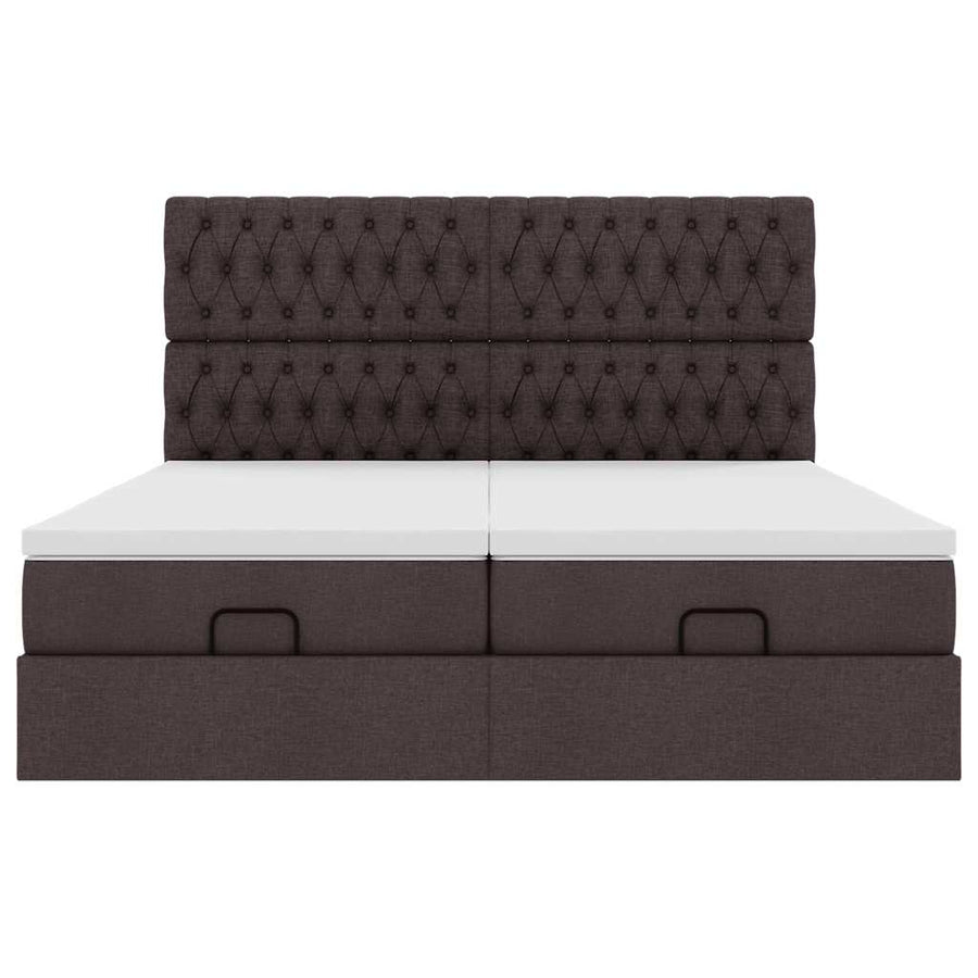 Ottoman bed met matrassen en LED's 160x200cm stof donkerbruin