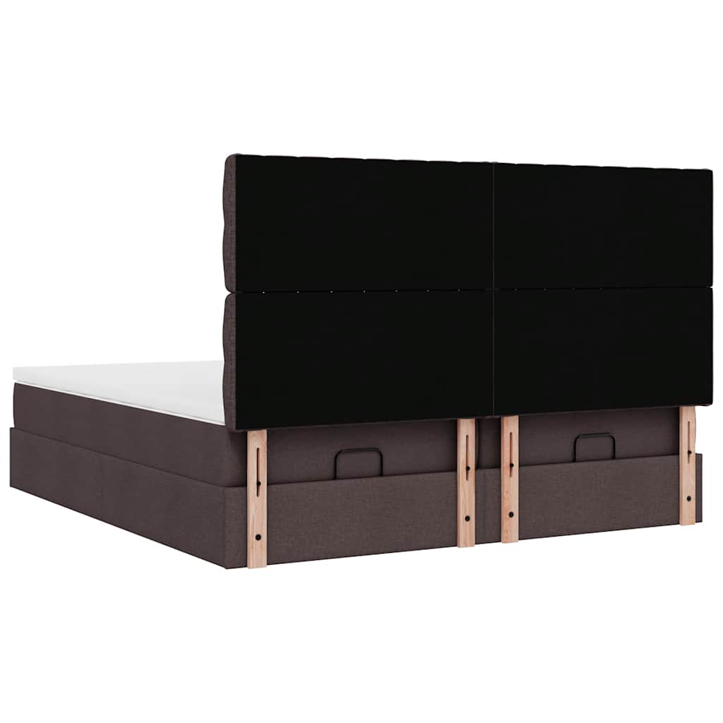 Ottoman bed met matrassen en LED's 160x200cm stof donkerbruin