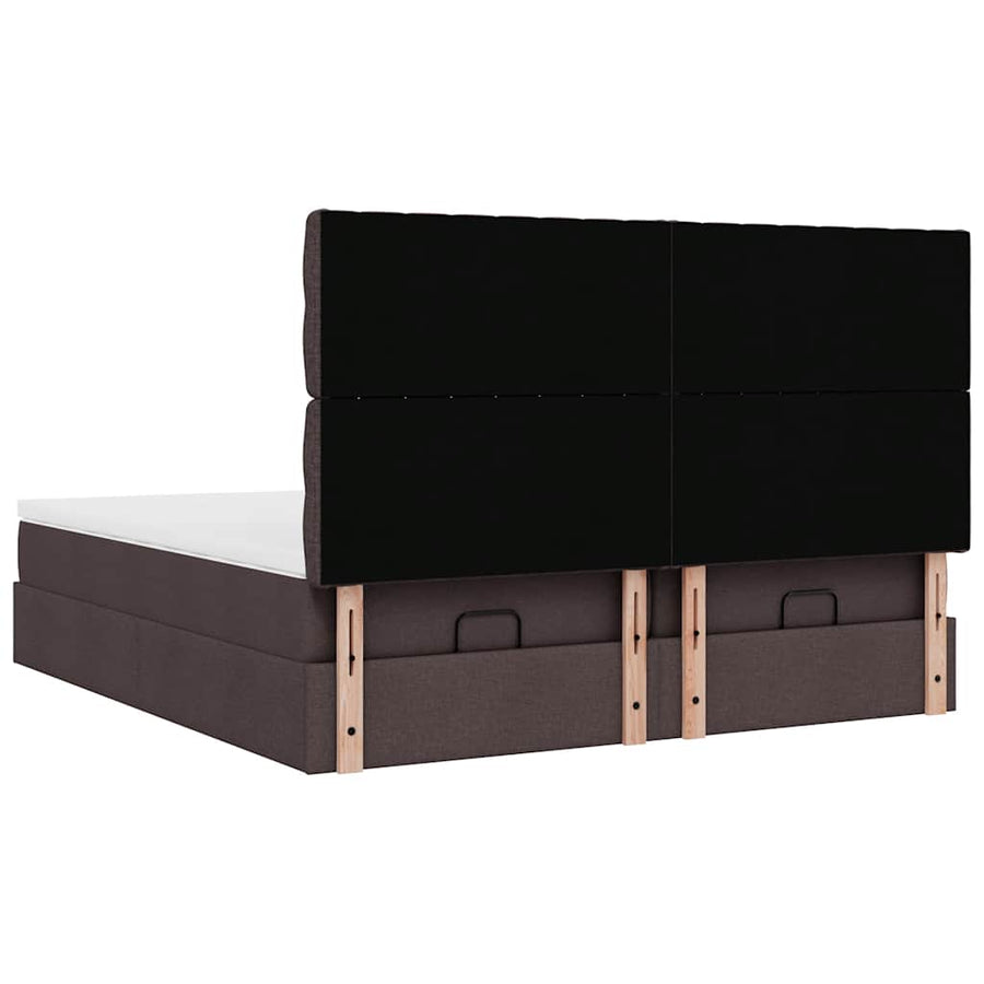 Ottoman bed met matrassen en LED's 160x200cm stof donkerbruin