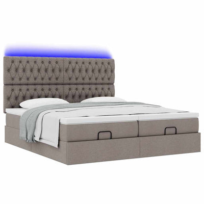 Ottoman bed met matrassen en LED's 160x200cm stof taupe