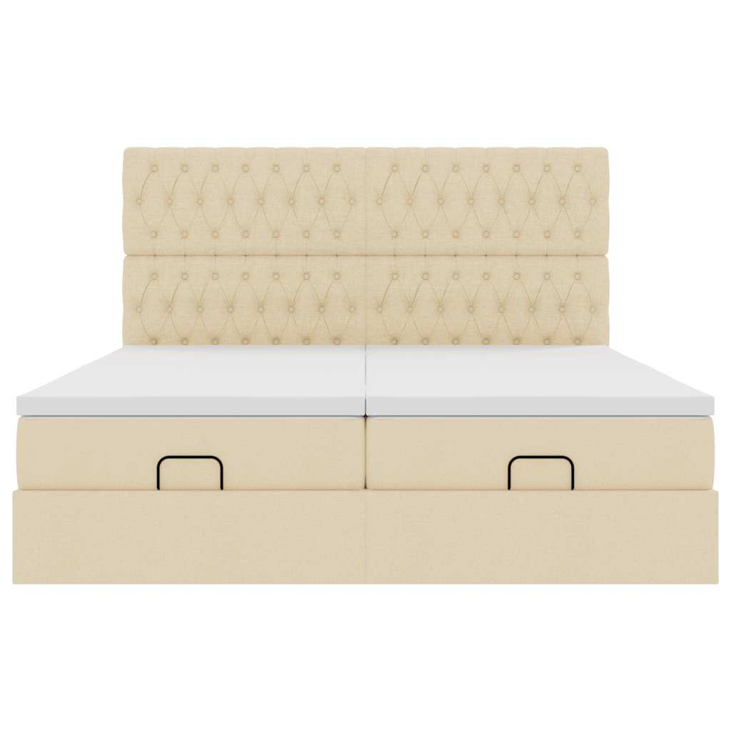 Ottoman bed met matrassen en LED's 160x200cm stof crèmekleurig