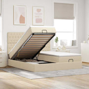 Ottoman bed 160x200 cm stof crèmekleurig