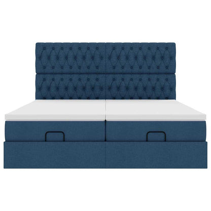 Ottoman bed met matrassen en LED's 160x200cm stof blauw