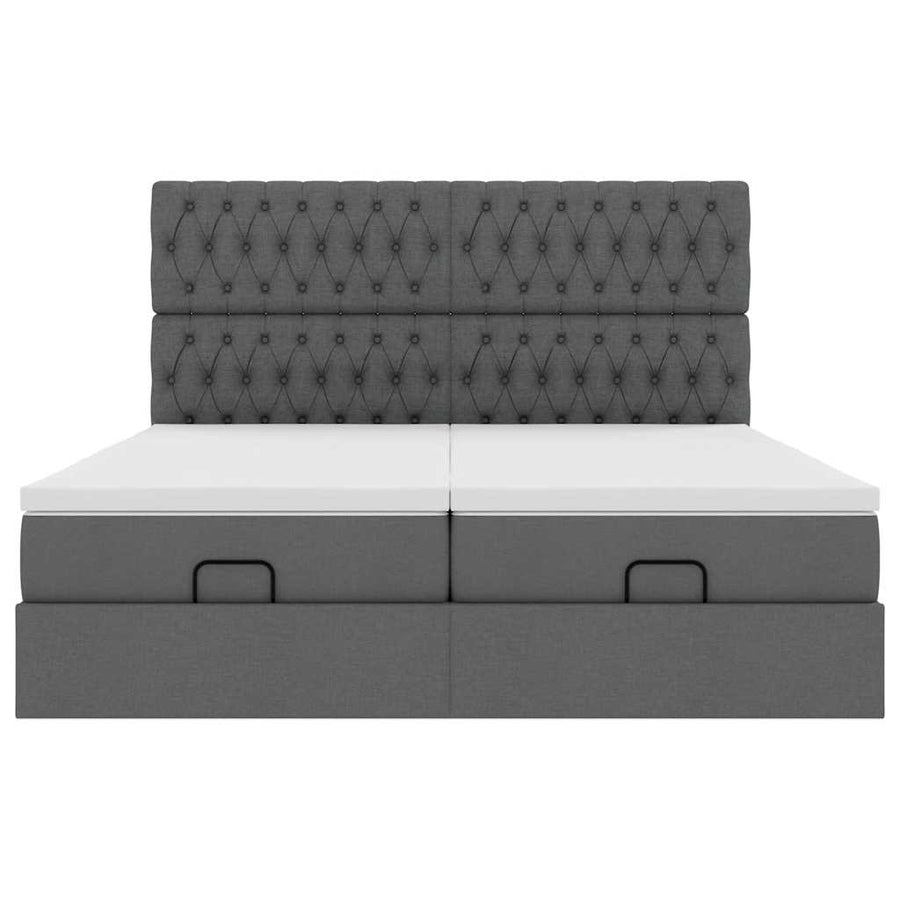 Ottoman bed met matrassen en LED's 180x200cm stof donkergrijs