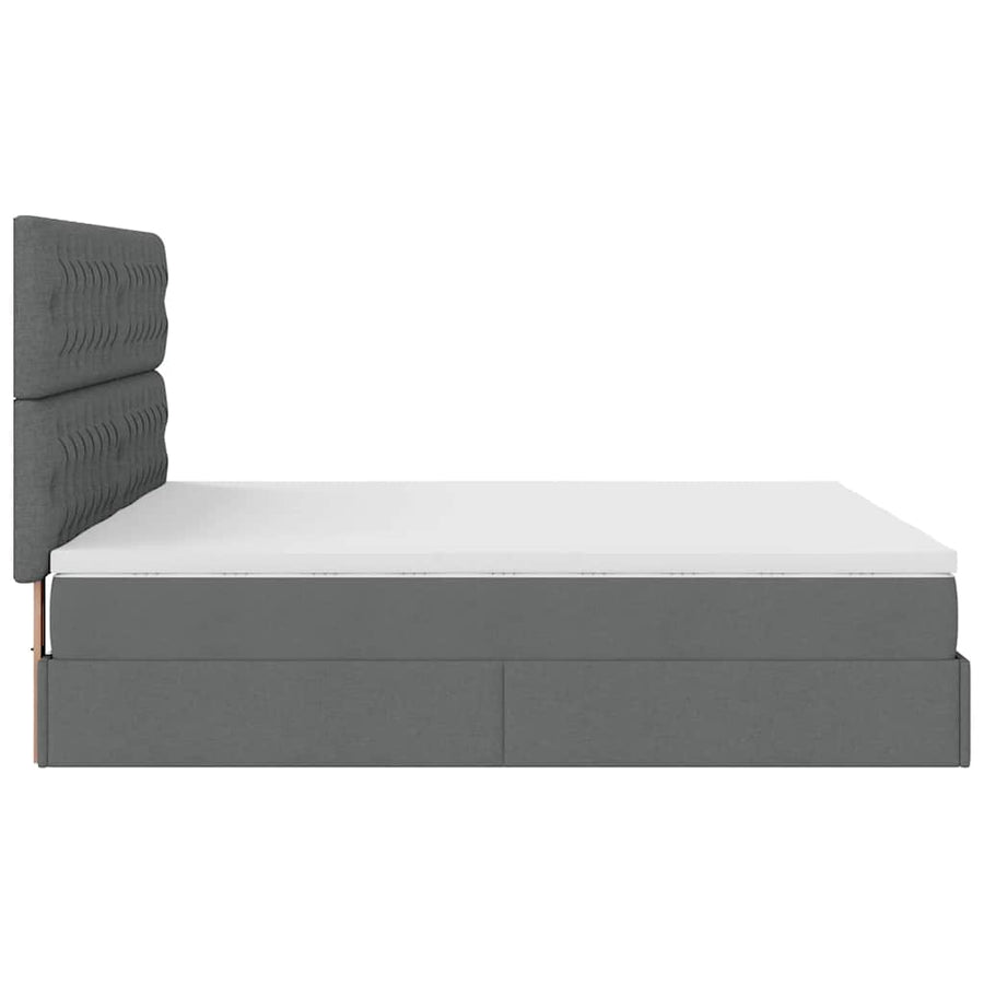 Ottoman bed met matrassen en LED's 180x200cm stof donkergrijs