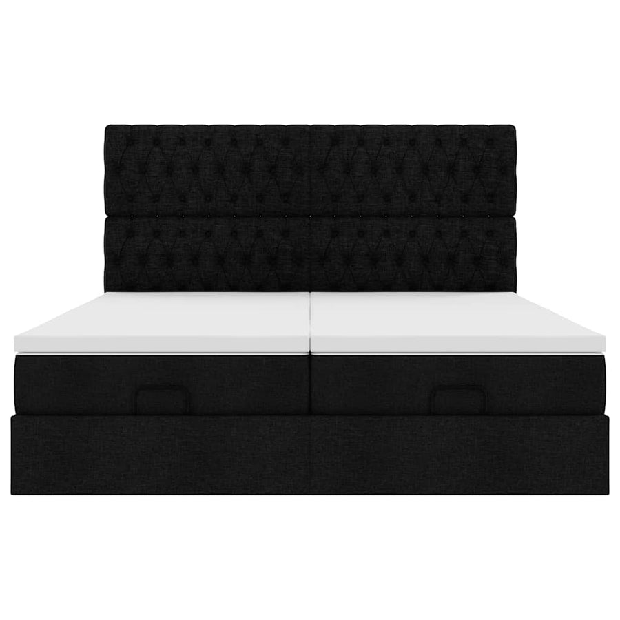 Ottoman bed met matrassen en LED's 180x200cm stof zwart