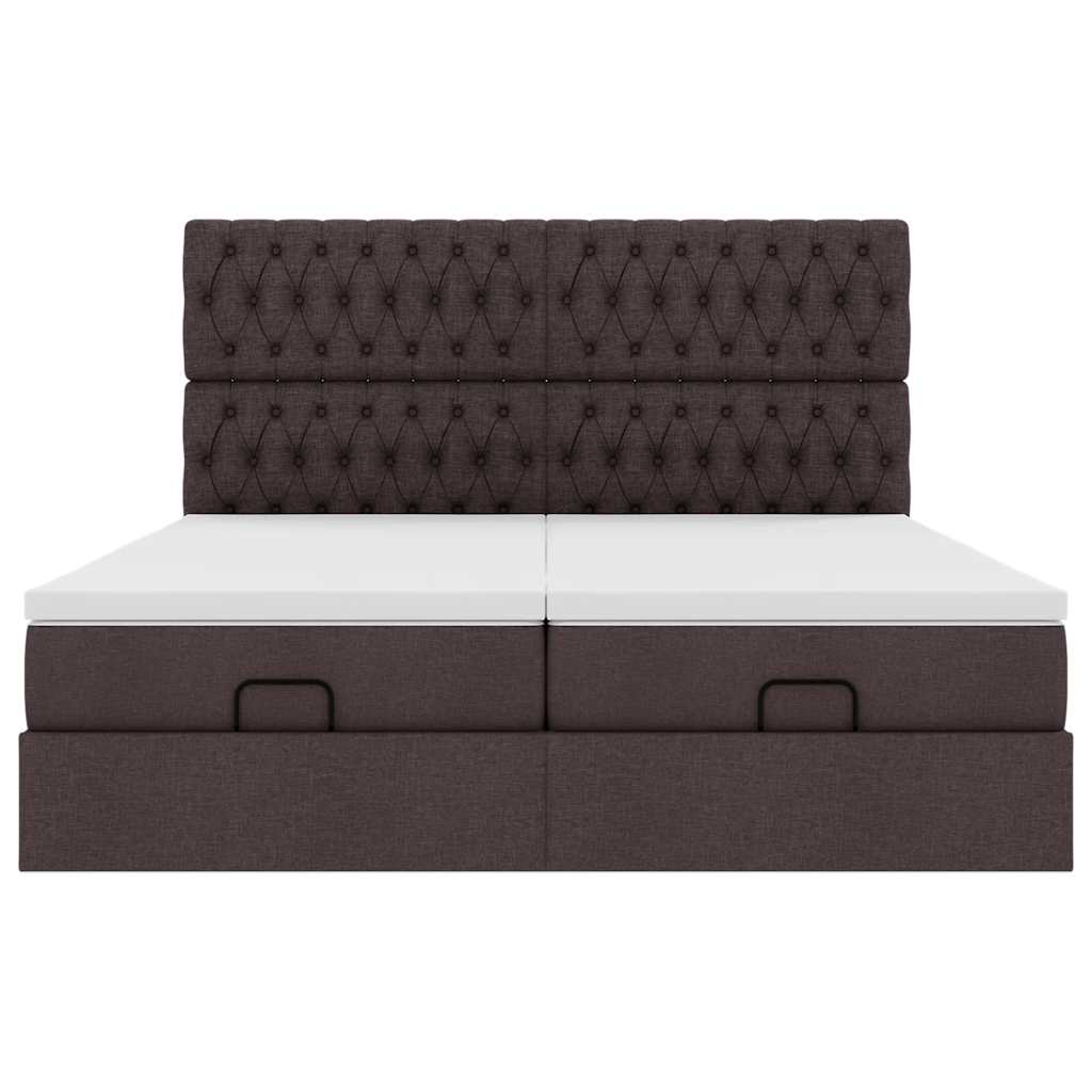 Ottoman bed met matrassen en LED's 180x200cm stof donkerbruin