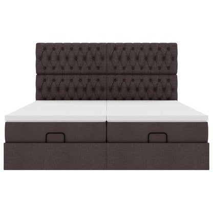 Ottoman bed met matrassen en LED's 180x200cm stof donkerbruin