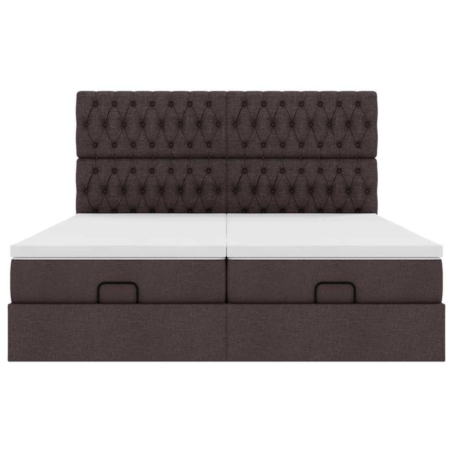Ottoman bed met matrassen en LED's 180x200cm stof donkerbruin