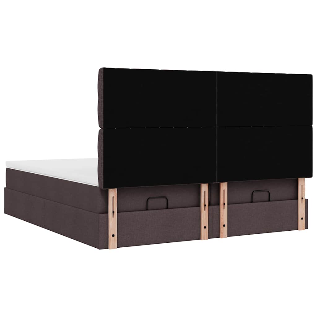 Ottoman bed met matrassen en LED's 180x200cm stof donkerbruin