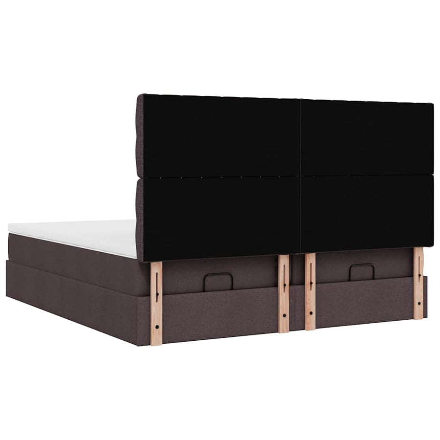 Ottoman bed met matrassen en LED's 180x200cm stof donkerbruin