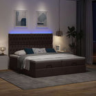 Ottoman bed 180x200 cm donkerbruin met opbergruimte en LED