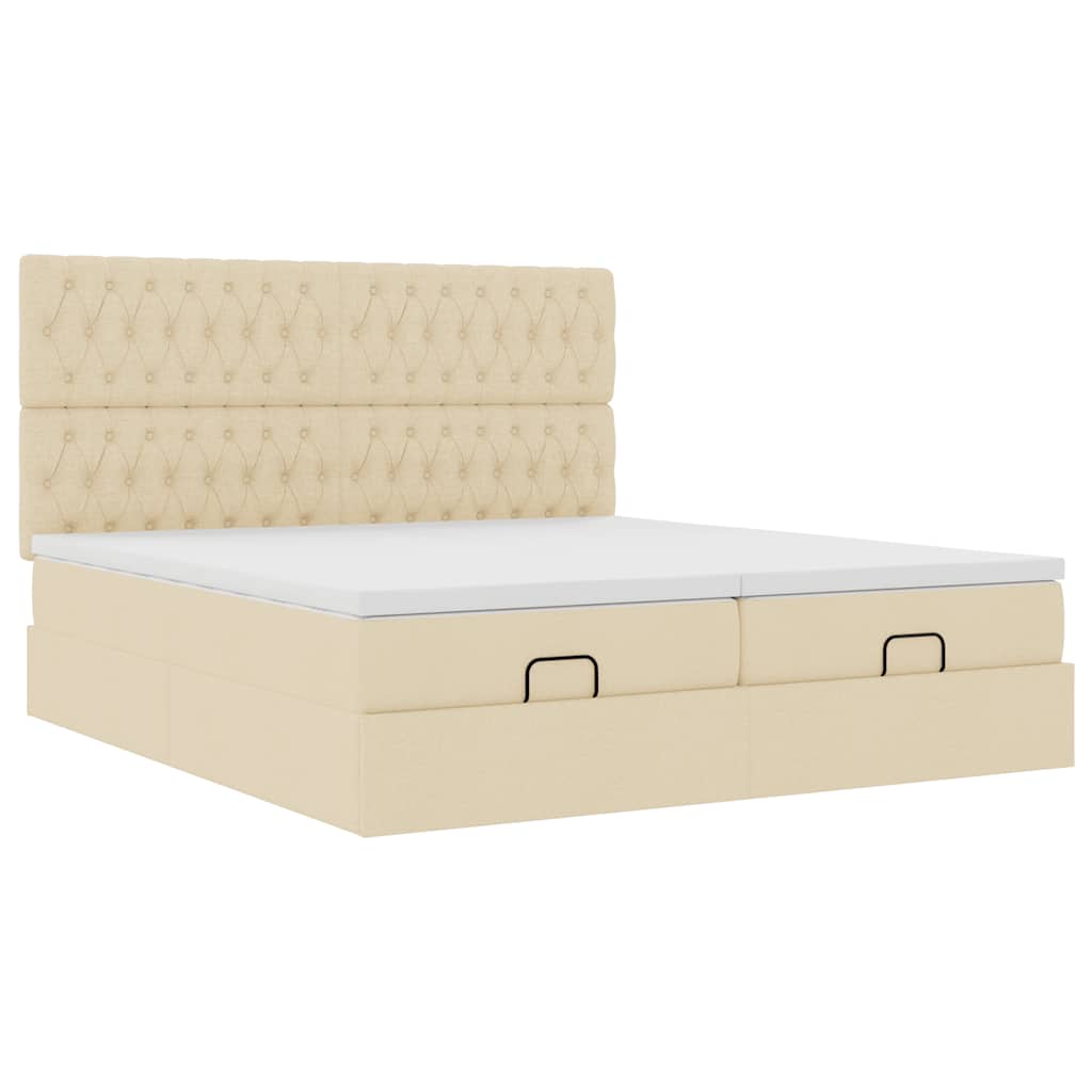 Ottoman bed met matrassen en LED's 180x200cm stof crèmekleurig