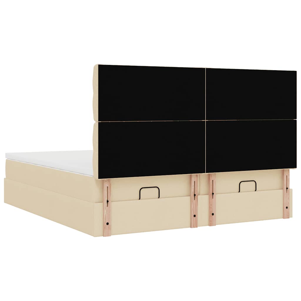 Ottoman bed met matrassen en LED's 180x200cm stof crèmekleurig